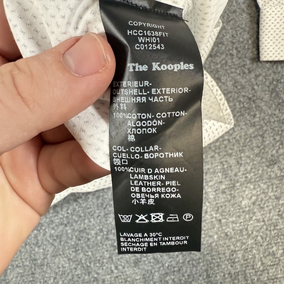 The Kooples‎ Dress Shirt Mens Medium White Fitted Cotton Collarless Geometric - Picture 11 of 12